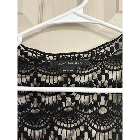 BCBG Max Azaria Shrug Cardigan Light Sweater Womens Small Black lace back - Picture 2 of 7